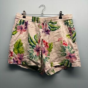 Women’s Tommy Bahama Floral Above The Knee Linen Casual Shorts With Pockets LG